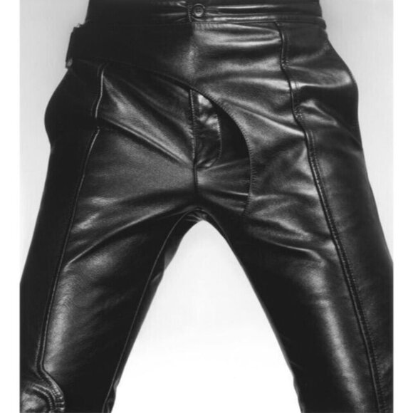 Adyar Leather Brace Trousers Size XL Mens Black NWT - Picture 15 of 16